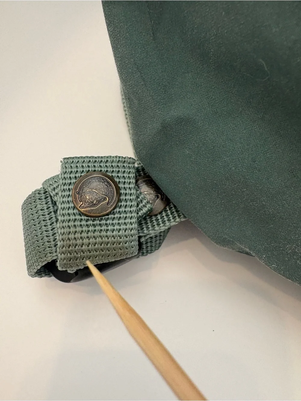 Fjallraven Kanken Mini Backpack in Sage Green with Red Logo